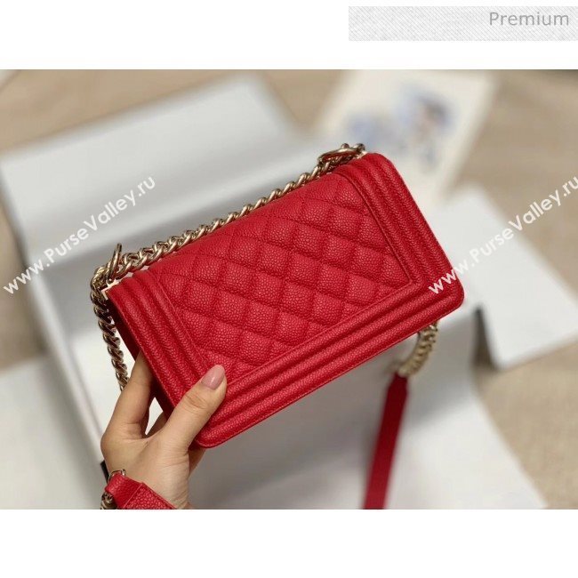 Chanel Quilted Origial Haas Big Caviar Leather Small Boy Flap Bag Red with Light Gold Hardware(Top Quality) (MH-0031719)