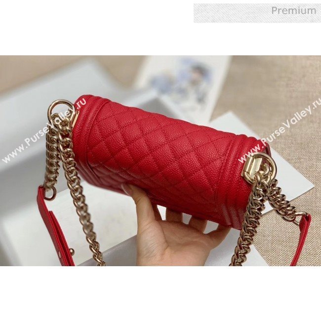 Chanel Quilted Origial Haas Big Caviar Leather Small Boy Flap Bag Red with Light Gold Hardware(Top Quality) (MH-0031719)