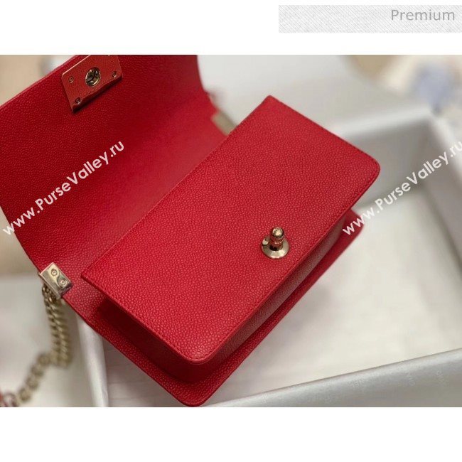 Chanel Quilted Origial Haas Big Caviar Leather Small Boy Flap Bag Red with Light Gold Hardware(Top Quality) (MH-0031719)