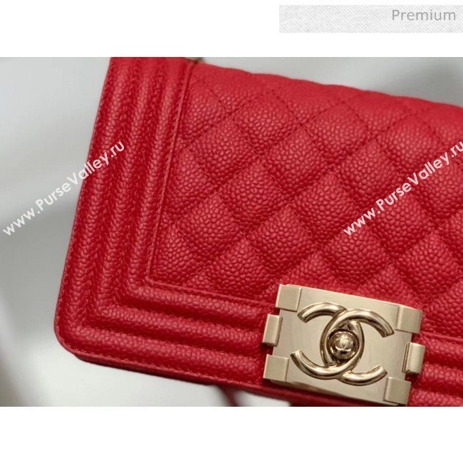 Chanel Quilted Origial Haas Big Caviar Leather Small Boy Flap Bag Red with Light Gold Hardware(Top Quality) (MH-0031719)
