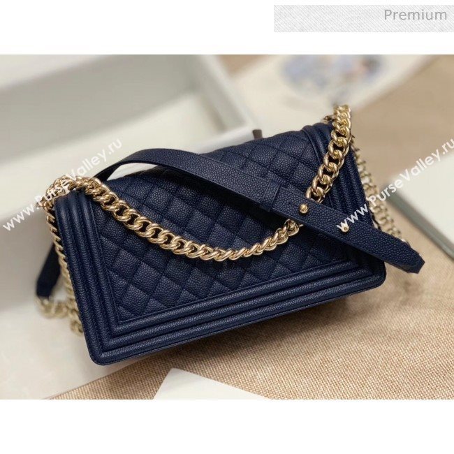 Chanel Quilted Origial Haas Big Caviar Leather Medium Boy Flap Bag Blue with Light Gold Hardware(Top Quality) (MH-0031720)