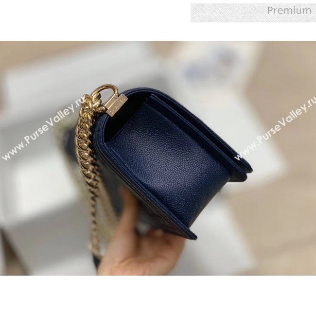 Chanel Quilted Origial Haas Big Caviar Leather Medium Boy Flap Bag Blue with Light Gold Hardware(Top Quality) (MH-0031720)