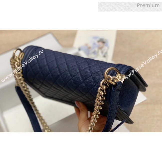 Chanel Quilted Origial Haas Big Caviar Leather Medium Boy Flap Bag Blue with Light Gold Hardware(Top Quality) (MH-0031720)