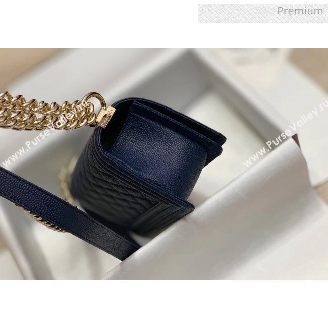 Chanel Quilted Origial Haas Big Caviar Leather Small Boy Flap Bag Blue with Light Gold Hardware(Top Quality) (MH-0031721)