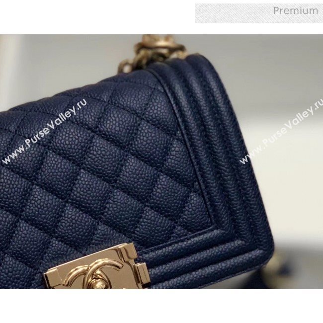 Chanel Quilted Origial Haas Big Caviar Leather Small Boy Flap Bag Blue with Light Gold Hardware(Top Quality) (MH-0031721)