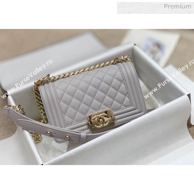 Chanel Quilted Origial Haas Big Caviar Leather Small Boy Flap Bag Grey with Light Gold Hardware(Top Quality) (MH-0031722)