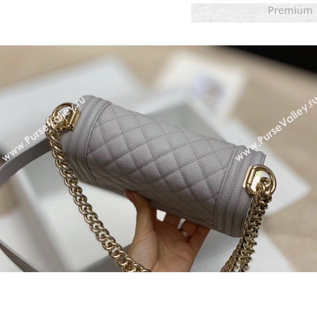 Chanel Quilted Origial Haas Big Caviar Leather Small Boy Flap Bag Grey with Light Gold Hardware(Top Quality) (MH-0031722)
