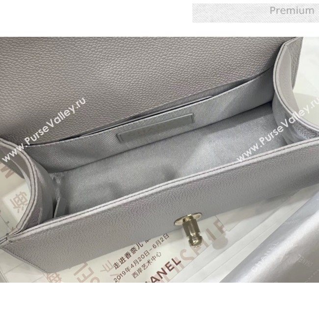 Chanel Quilted Origial Haas Big Caviar Leather Small Boy Flap Bag Grey with Light Gold Hardware(Top Quality) (MH-0031722)