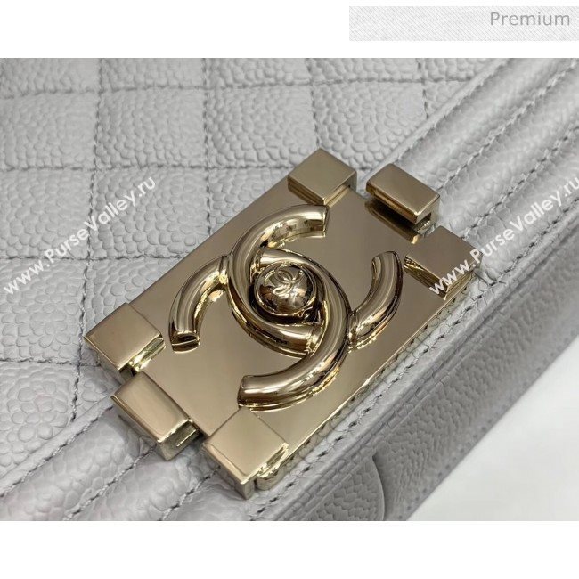 Chanel Quilted Origial Haas Big Caviar Leather Small Boy Flap Bag Grey with Light Gold Hardware(Top Quality) (MH-0031722)