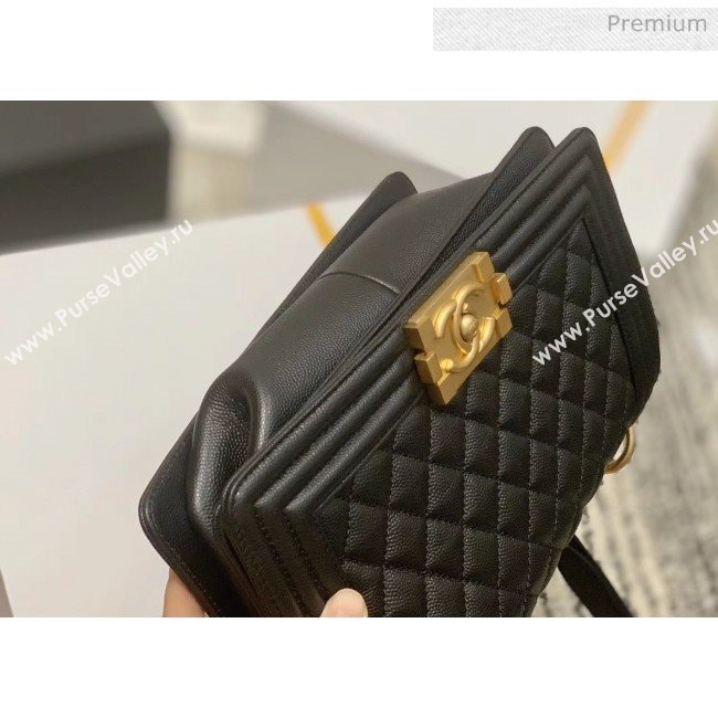 Chanel Quilted Origial Haas Caviar Leather Medium Boy Flap Bag Black with Matte Gold Hardware(Top Quality) (MH-0031725)