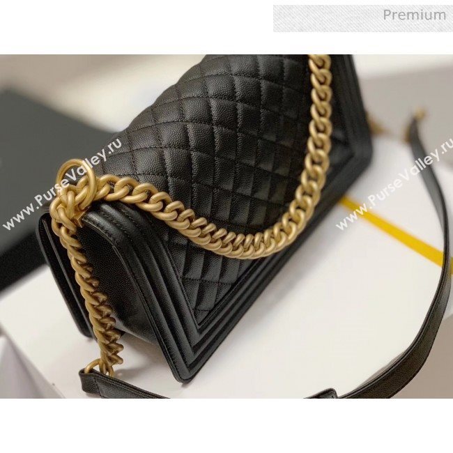 Chanel Quilted Origial Haas Caviar Leather Medium Boy Flap Bag Black with Matte Gold Hardware(Top Quality) (MH-0031725)
