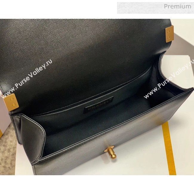 Chanel Quilted Origial Haas Caviar Leather Medium Boy Flap Bag Black with Matte Gold Hardware(Top Quality) (MH-0031725)