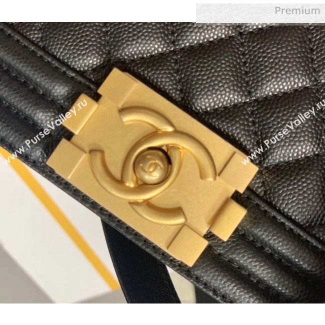 Chanel Quilted Origial Haas Caviar Leather Medium Boy Flap Bag Black with Matte Gold Hardware(Top Quality) (MH-0031725)