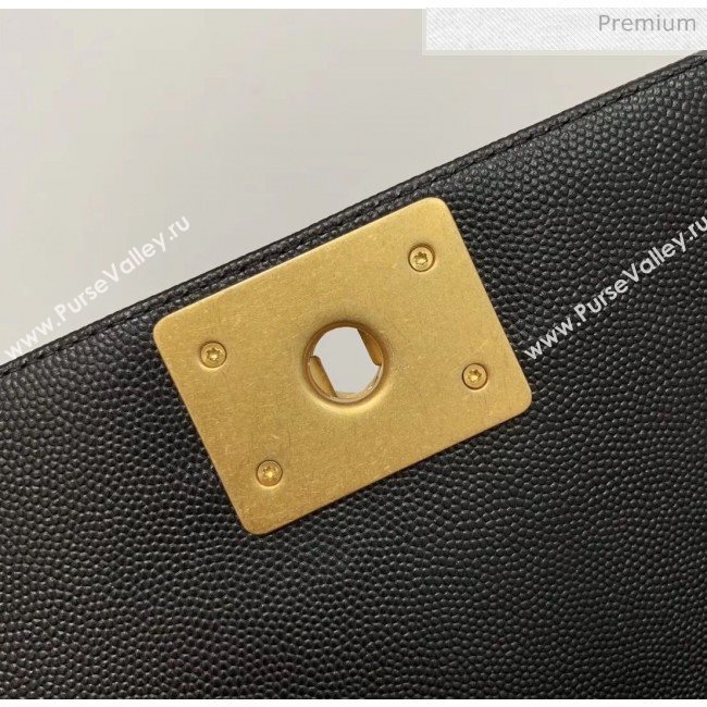 Chanel Quilted Origial Haas Caviar Leather Medium Boy Flap Bag Black with Matte Gold Hardware(Top Quality) (MH-0031725)