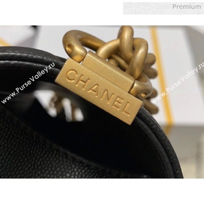 Chanel Quilted Origial Haas Caviar Leather Medium Boy Flap Bag Black with Matte Gold Hardware(Top Quality) (MH-0031725)