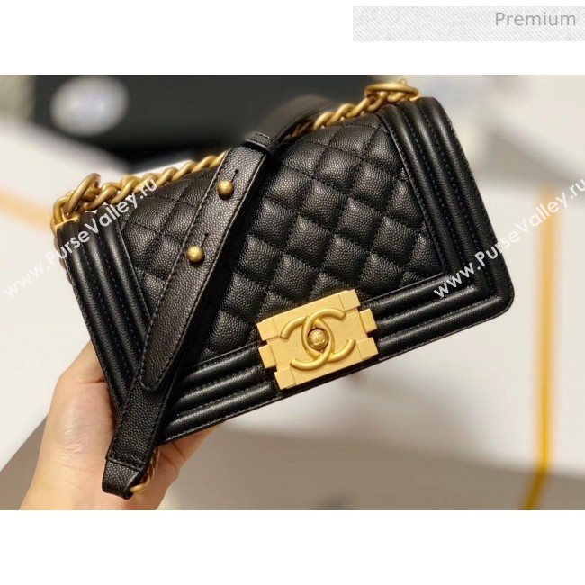 Chanel Quilted Origial Haas Caviar Leather Small Boy Flap Bag Black with Matte Gold Hardware(Top Quality) (MH-0031726)