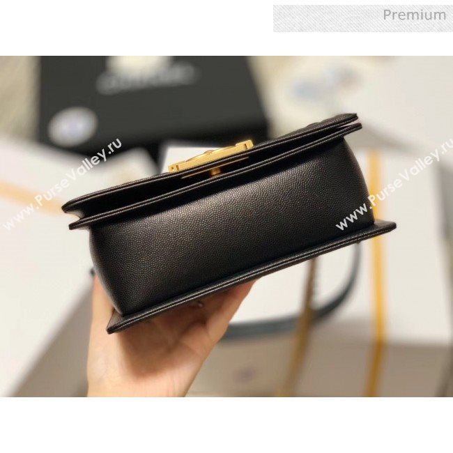 Chanel Quilted Origial Haas Caviar Leather Small Boy Flap Bag Black with Matte Gold Hardware(Top Quality) (MH-0031726)