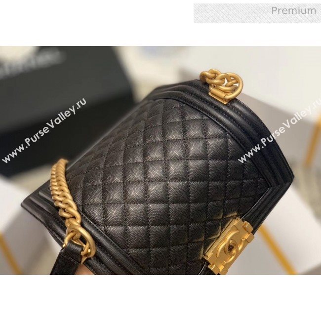 Chanel Quilted Origial Haas Caviar Leather Small Boy Flap Bag Black with Matte Gold Hardware(Top Quality) (MH-0031726)