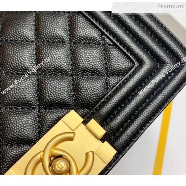 Chanel Quilted Origial Haas Caviar Leather Small Boy Flap Bag Black with Matte Gold Hardware(Top Quality) (MH-0031726)