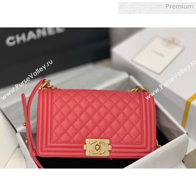 Chanel Quilted Origial Haas Caviar Leather Medium Boy Flap Bag Peach with Matte Gold Hardware(Top Quality) (MH-0031727)