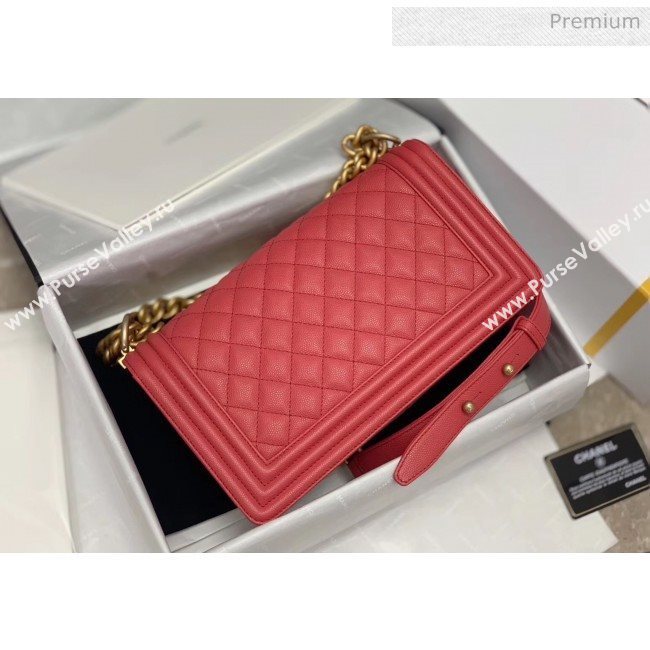 Chanel Quilted Origial Haas Caviar Leather Medium Boy Flap Bag Peach with Matte Gold Hardware(Top Quality) (MH-0031727)