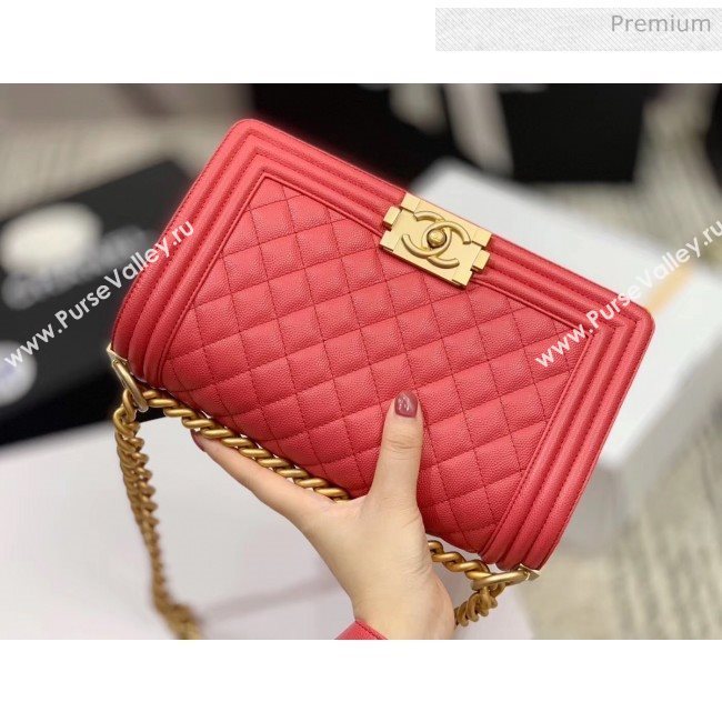 Chanel Quilted Origial Haas Caviar Leather Medium Boy Flap Bag Peach with Matte Gold Hardware(Top Quality) (MH-0031727)