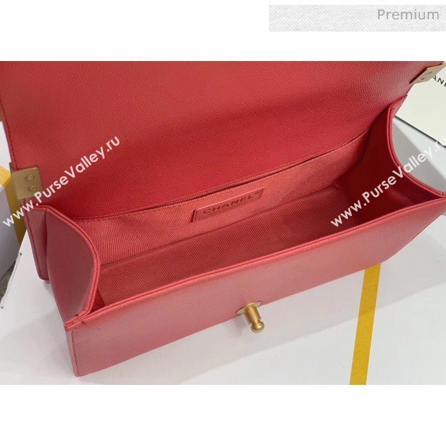 Chanel Quilted Origial Haas Caviar Leather Medium Boy Flap Bag Peach with Matte Gold Hardware(Top Quality) (MH-0031727)