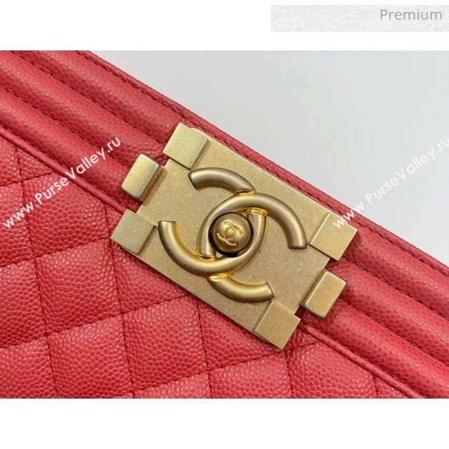 Chanel Quilted Origial Haas Caviar Leather Medium Boy Flap Bag Peach with Matte Gold Hardware(Top Quality) (MH-0031727)