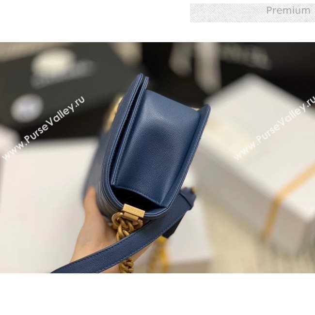Chanel Quilted Origial Haas Caviar Leather Medium Boy Flap Bag Denim Blue with Matte Gold Hardware(Top Quality) (MH-0031728)