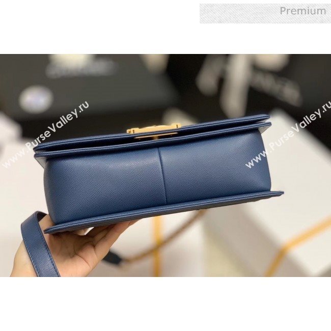 Chanel Quilted Origial Haas Caviar Leather Medium Boy Flap Bag Denim Blue with Matte Gold Hardware(Top Quality) (MH-0031728)