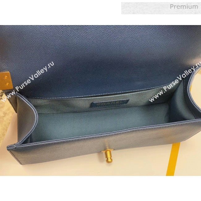 Chanel Quilted Origial Haas Caviar Leather Medium Boy Flap Bag Denim Blue with Matte Gold Hardware(Top Quality) (MH-0031728)