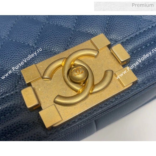 Chanel Quilted Origial Haas Caviar Leather Medium Boy Flap Bag Denim Blue with Matte Gold Hardware(Top Quality) (MH-0031728)