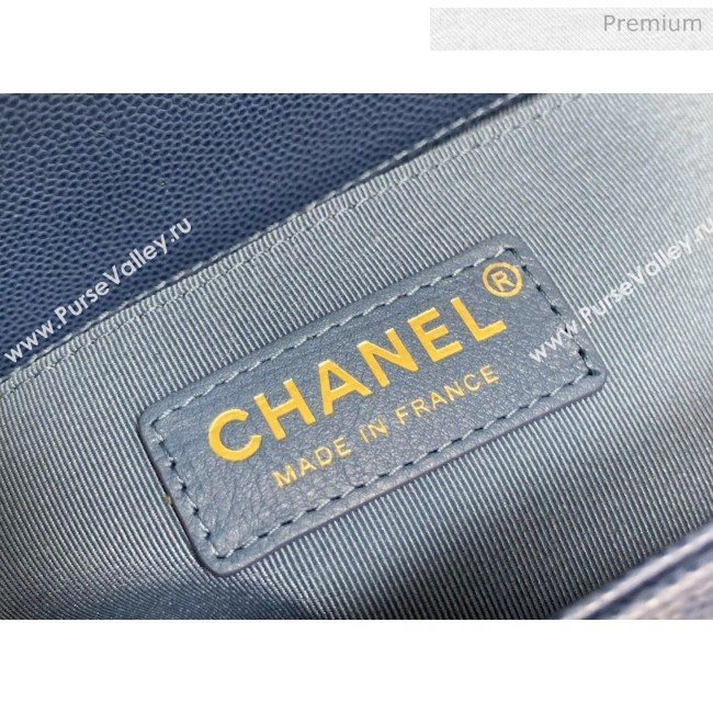 Chanel Quilted Origial Haas Caviar Leather Medium Boy Flap Bag Denim Blue with Matte Gold Hardware(Top Quality) (MH-0031728)