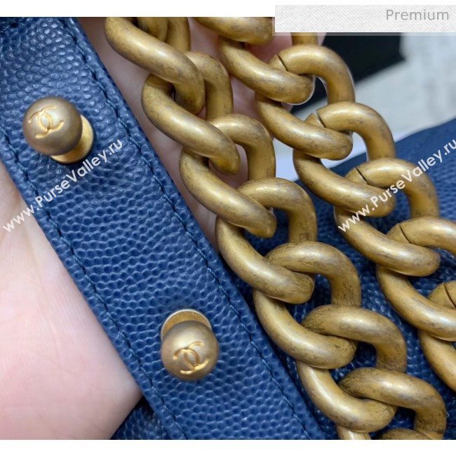 Chanel Quilted Origial Haas Caviar Leather Medium Boy Flap Bag Denim Blue with Matte Gold Hardware(Top Quality) (MH-0031728)