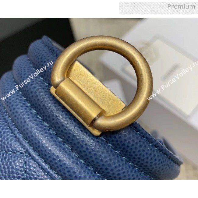 Chanel Quilted Origial Haas Caviar Leather Medium Boy Flap Bag Denim Blue with Matte Gold Hardware(Top Quality) (MH-0031728)