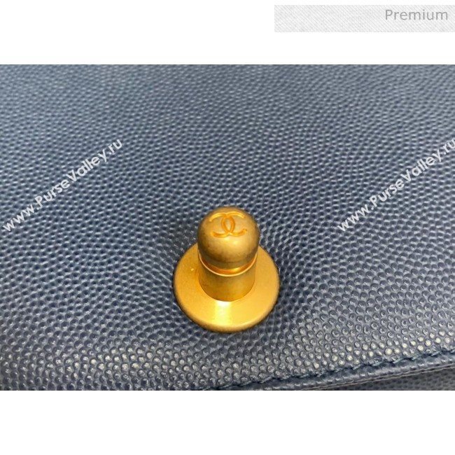Chanel Quilted Origial Haas Caviar Leather Medium Boy Flap Bag Denim Blue with Matte Gold Hardware(Top Quality) (MH-0031728)