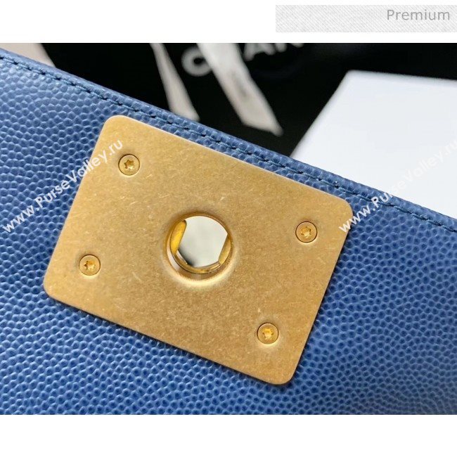 Chanel Quilted Origial Haas Caviar Leather Medium Boy Flap Bag Denim Blue with Matte Gold Hardware(Top Quality) (MH-0031728)