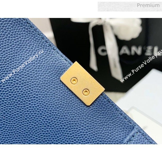 Chanel Quilted Origial Haas Caviar Leather Medium Boy Flap Bag Denim Blue with Matte Gold Hardware(Top Quality) (MH-0031728)