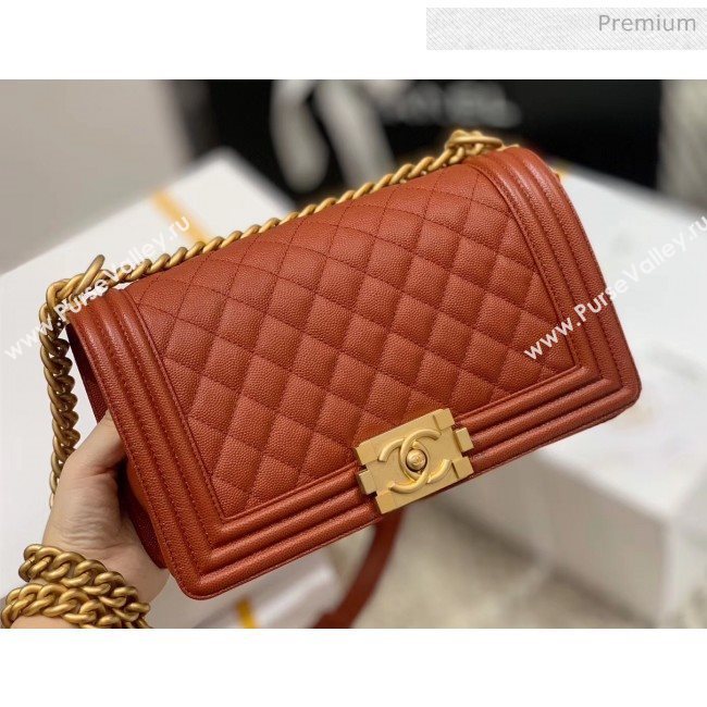 Chanel Quilted Origial Haas Caviar Leather Medium Boy Flap Bag Caramel with Matte Gold Hardware(Top Quality) (MH-0031729)
