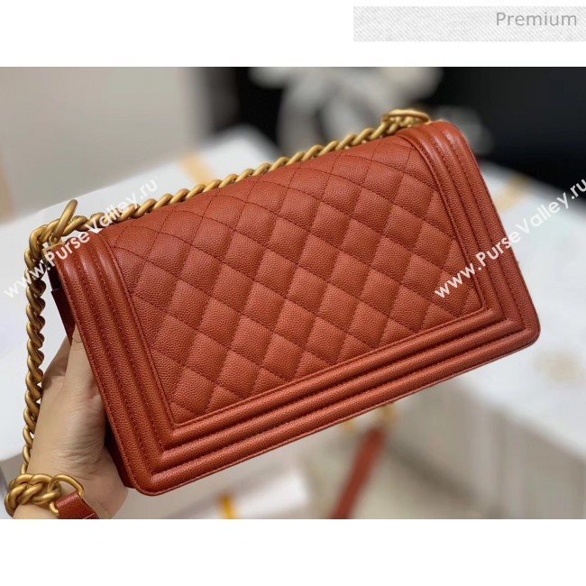 Chanel Quilted Origial Haas Caviar Leather Medium Boy Flap Bag Caramel with Matte Gold Hardware(Top Quality) (MH-0031729)