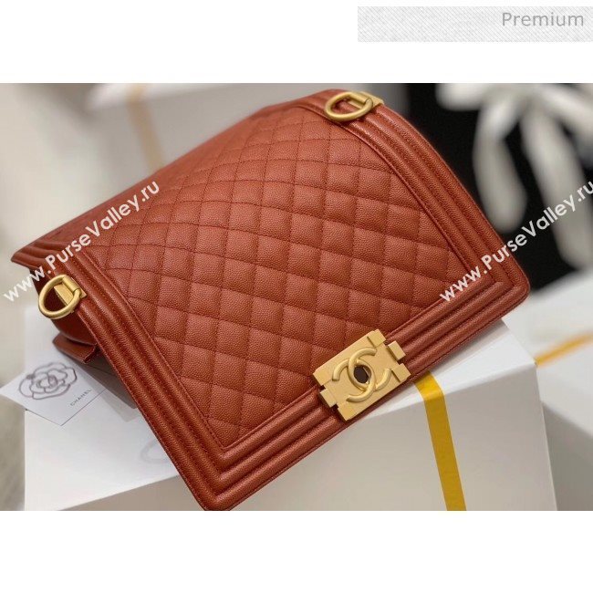 Chanel Quilted Origial Haas Caviar Leather Medium Boy Flap Bag Caramel with Matte Gold Hardware(Top Quality) (MH-0031729)