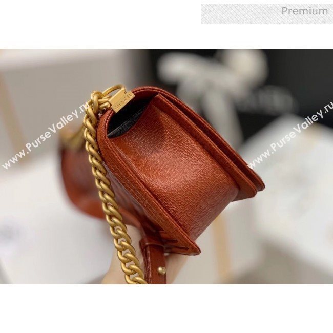 Chanel Quilted Origial Haas Caviar Leather Medium Boy Flap Bag Caramel with Matte Gold Hardware(Top Quality) (MH-0031729)