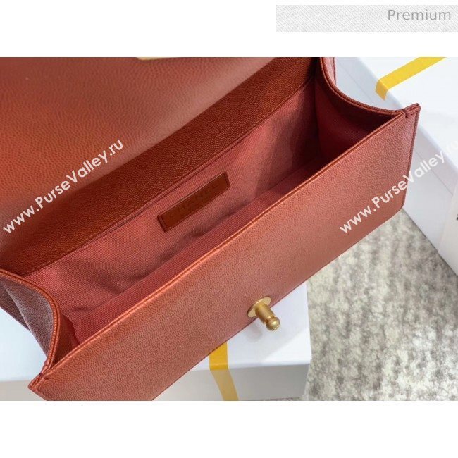 Chanel Quilted Origial Haas Caviar Leather Medium Boy Flap Bag Caramel with Matte Gold Hardware(Top Quality) (MH-0031729)