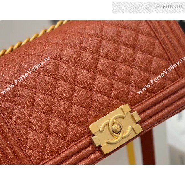Chanel Quilted Origial Haas Caviar Leather Medium Boy Flap Bag Caramel with Matte Gold Hardware(Top Quality) (MH-0031729)