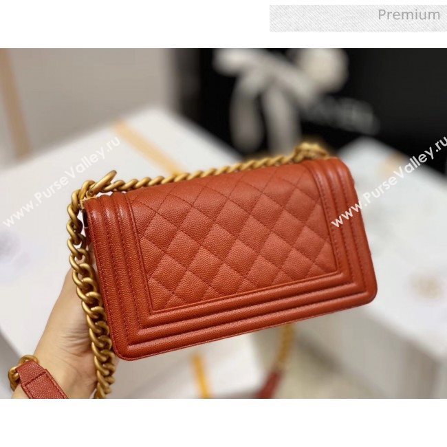 Chanel Quilted Origial Haas Caviar Leather Small Boy Flap Bag Caramel with Matte Gold Hardware(Top Quality) (MH-0031730)