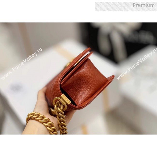 Chanel Quilted Origial Haas Caviar Leather Small Boy Flap Bag Caramel with Matte Gold Hardware(Top Quality) (MH-0031730)