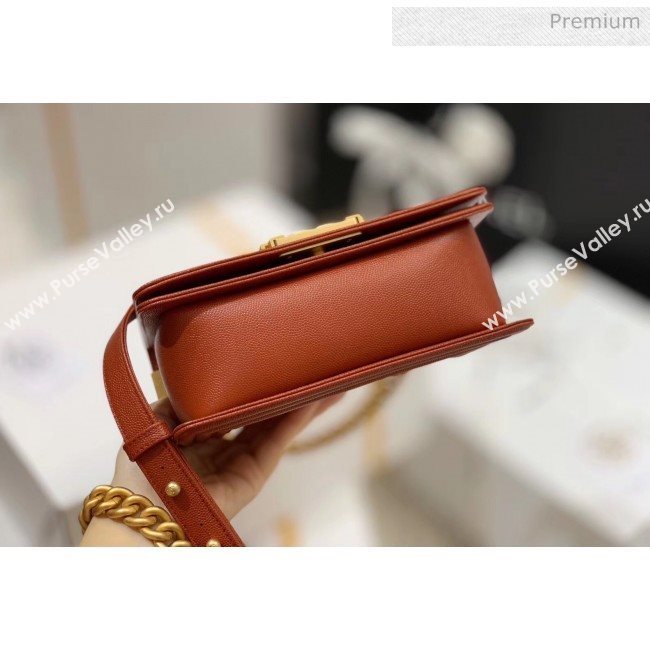 Chanel Quilted Origial Haas Caviar Leather Small Boy Flap Bag Caramel with Matte Gold Hardware(Top Quality) (MH-0031730)