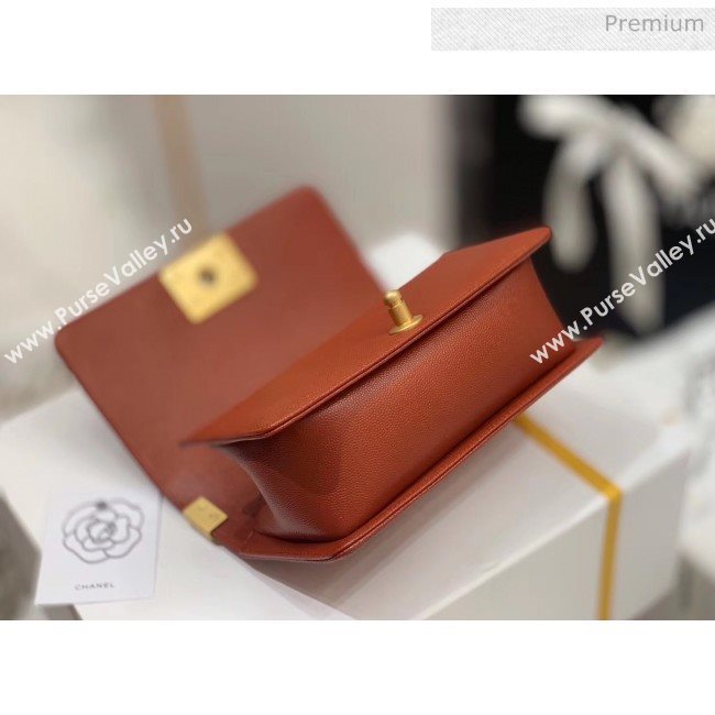 Chanel Quilted Origial Haas Caviar Leather Small Boy Flap Bag Caramel with Matte Gold Hardware(Top Quality) (MH-0031730)