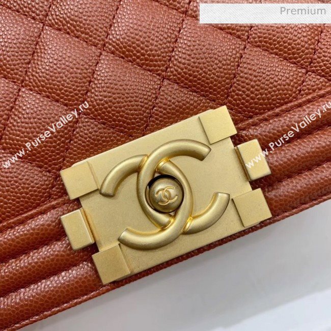 Chanel Quilted Origial Haas Caviar Leather Small Boy Flap Bag Caramel with Matte Gold Hardware(Top Quality) (MH-0031730)