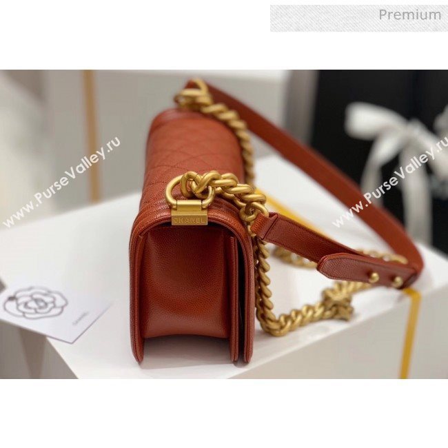 Chanel Quilted Origial Haas Caviar Leather Small Boy Flap Bag Caramel with Matte Gold Hardware(Top Quality) (MH-0031730)